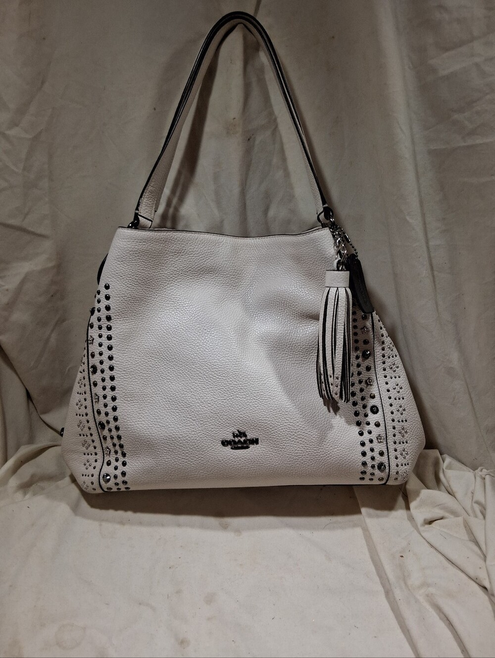 Coach all pebbled leather bandana rivet edie 31 shoulder bag